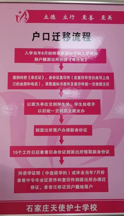 石家庄天使护士学校对于外省户籍如何迁移呢？（流程图）