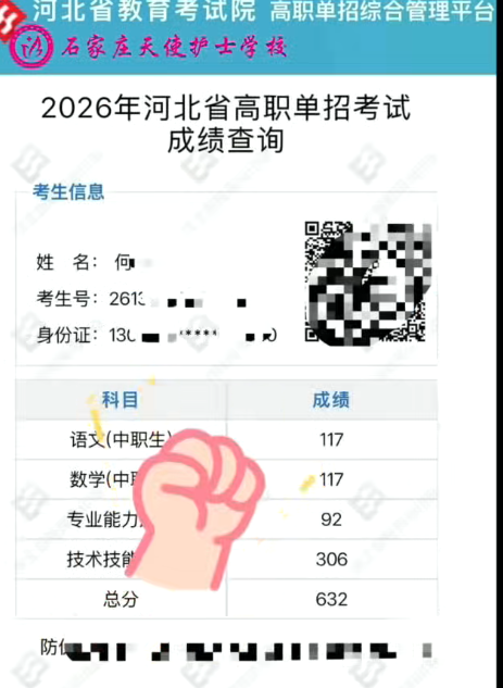 喜报|2026年石家庄天使护士学校高职单招成绩公布